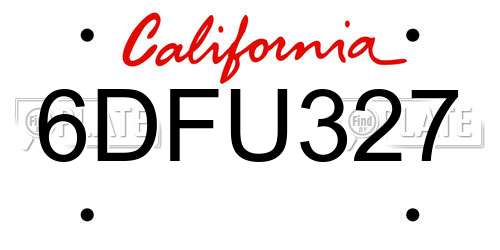6DFU327 California License Plate