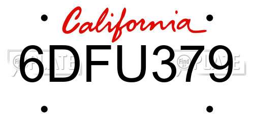 6DFU379 California License Plate