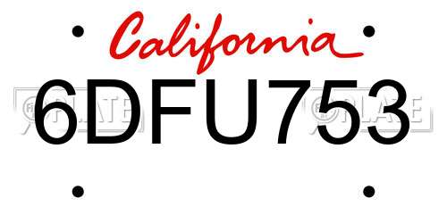6DFU753 California License Plate