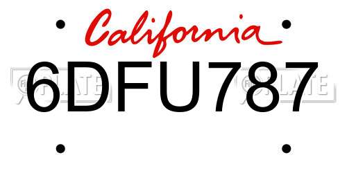 6DFU787 California License Plate