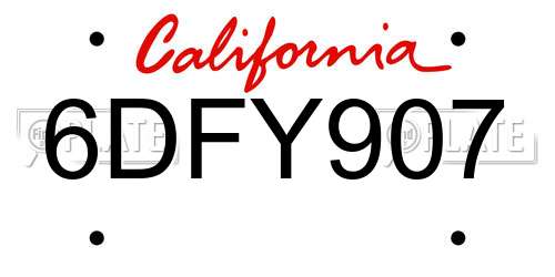 6DFY907 California License Plate
