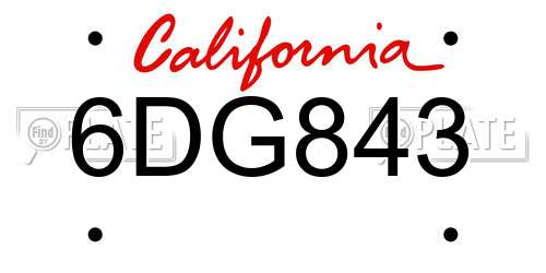 6DG843 California License Plate