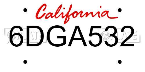 6DGA532 California License Plate