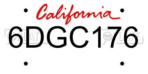 6DGC176 California License Plate