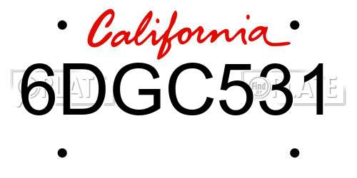 6DGC531 California License Plate