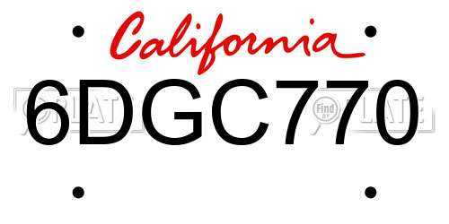 6DGC770 California License Plate