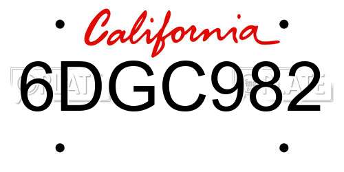 6DGC982 California License Plate