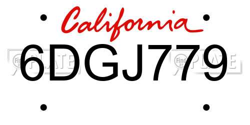 6DGJ779 California License Plate