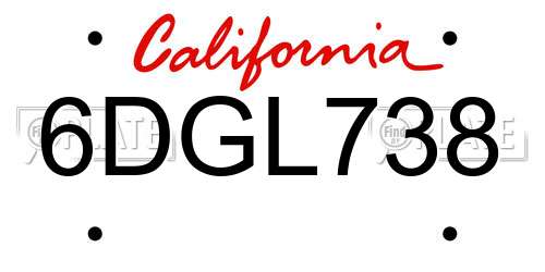 6DGL738 California License Plate