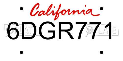 6DGR771 California License Plate
