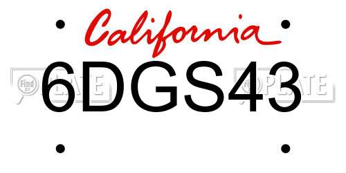 6DGS43 California License Plate
