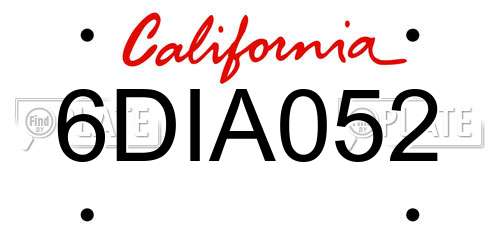 6DIA052 California License Plate