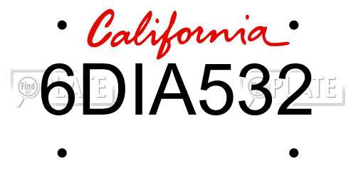 6DIA532 California License Plate