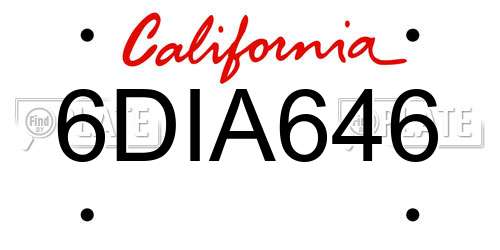 6DIA646 California License Plate