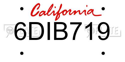 6DIB719 California License Plate