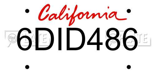 6DID486 California License Plate