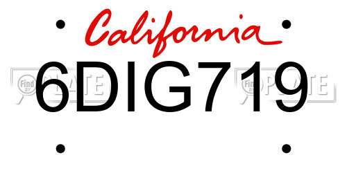 6DIG719 California License Plate