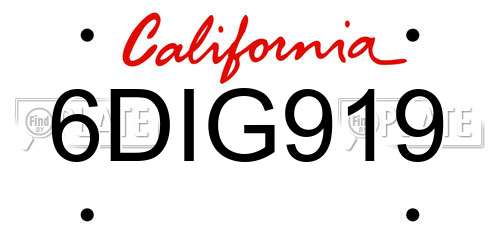 6DIG919 California License Plate