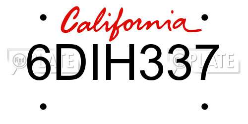 6DIH337 California License Plate