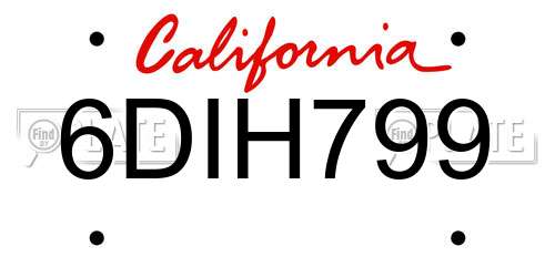 6DIH799 California License Plate