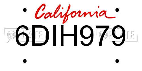 6DIH979 California License Plate