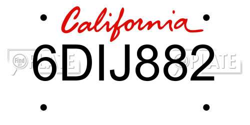 6DIJ882 California License Plate