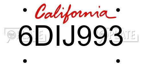 6DIJ993 California License Plate