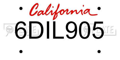 6DIL905 California License Plate