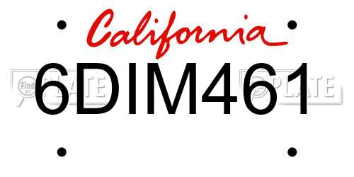 6DIM461 California License Plate