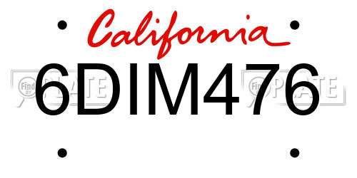 6DIM476 California License Plate