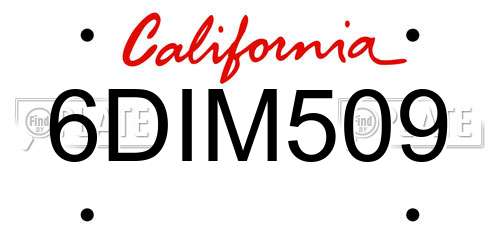 6DIM509 California License Plate