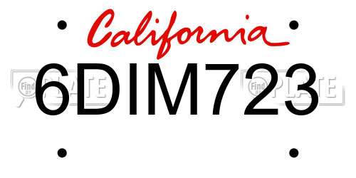6DIM723 California License Plate