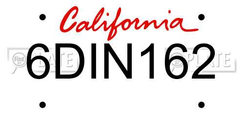 6DIN162 California License Plate