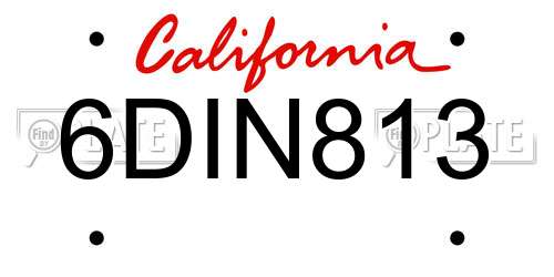 6DIN813 California License Plate