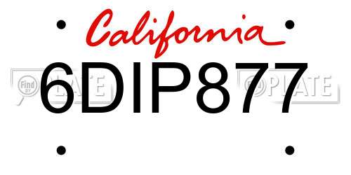 6DIP877 California License Plate
