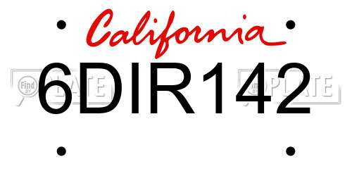 6DIR142 California License Plate