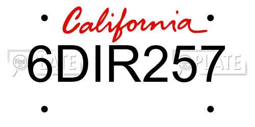 6DIR257 California License Plate