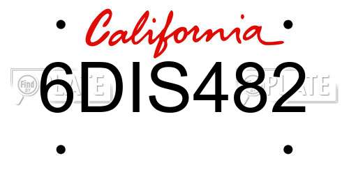 6DIS482 California License Plate
