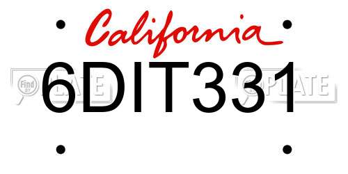 6DIT331 California License Plate