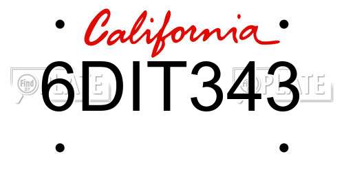 6DIT343 California License Plate