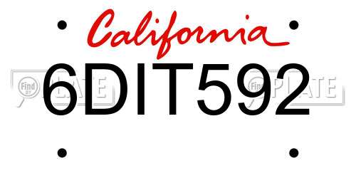 6DIT592 California License Plate