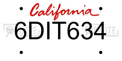 6DIT634 California License Plate