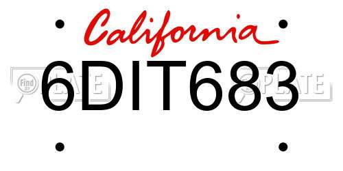 6DIT683 California License Plate