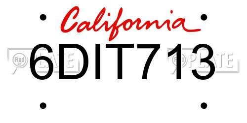 6DIT713 California License Plate
