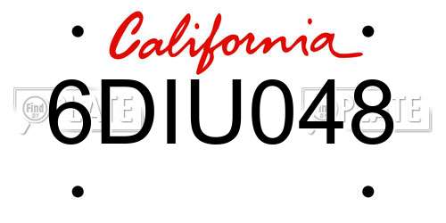 6DIU048 California License Plate