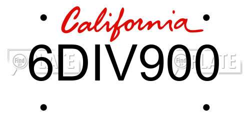 6DIV900 California License Plate