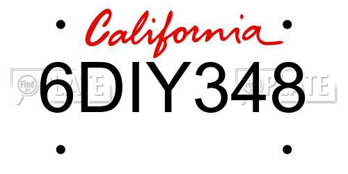 6DIY348 California License Plate