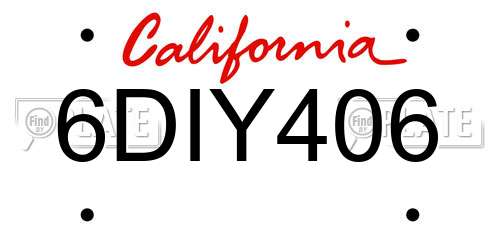 6DIY406 California License Plate