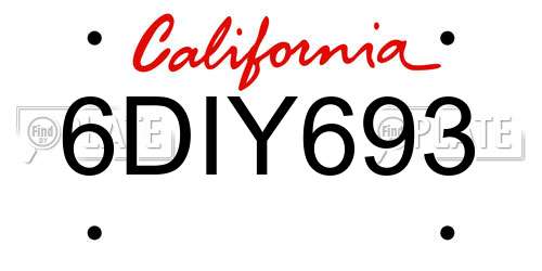 6DIY693 California License Plate