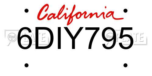 6DIY795 California License Plate